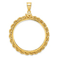 10k Polished Rope 34.2mm x 2.85mm Screw Top Coin Bezel Pendant