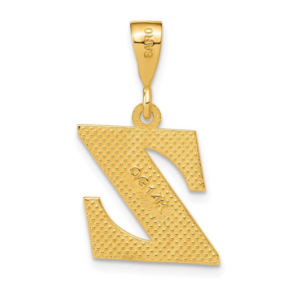 14k Textured Initial Z Charm