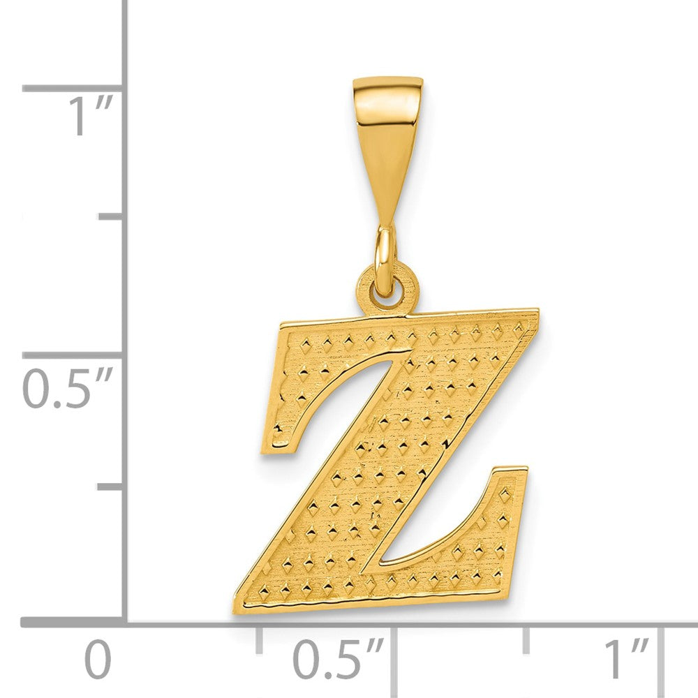 14k Textured Initial Z Charm