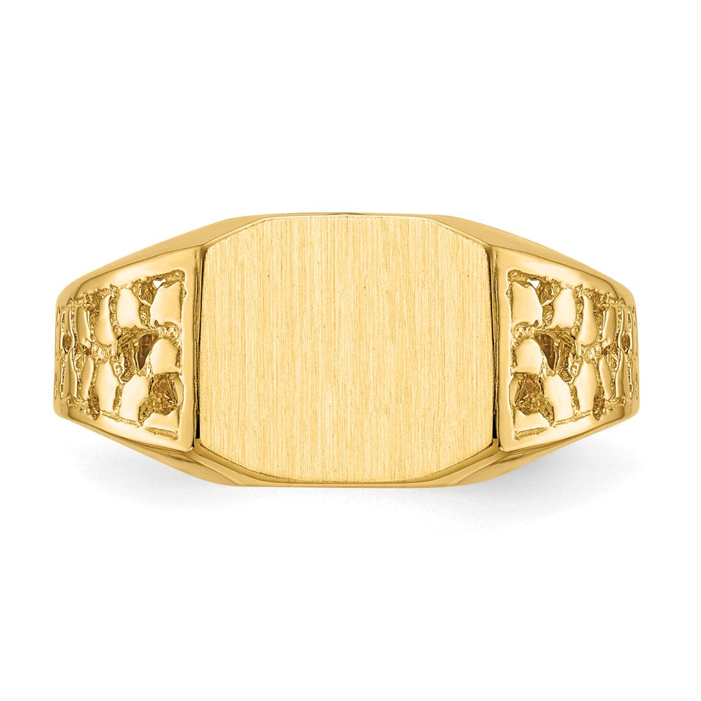 14k 10.5x9.0mm Open Back Mens Signet Ring