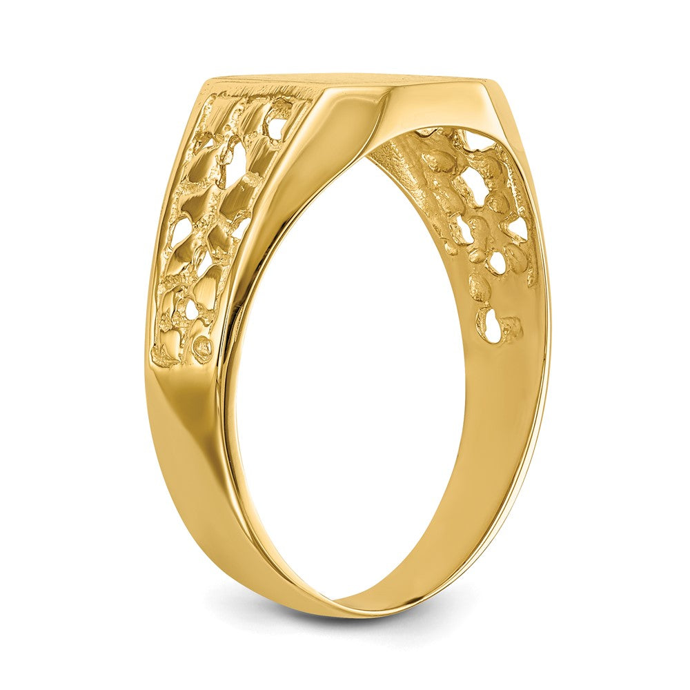 14k 10.5x9.0mm Open Back Mens Signet Ring