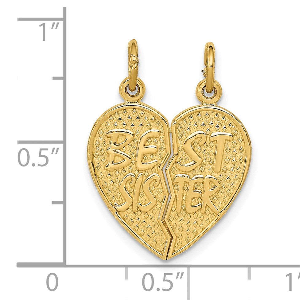 14k Best Sister Break-apart Charm