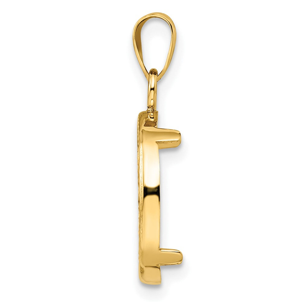 14k Polished and Diamond-cut 14.0mm Prong Coin Bezel Pendant