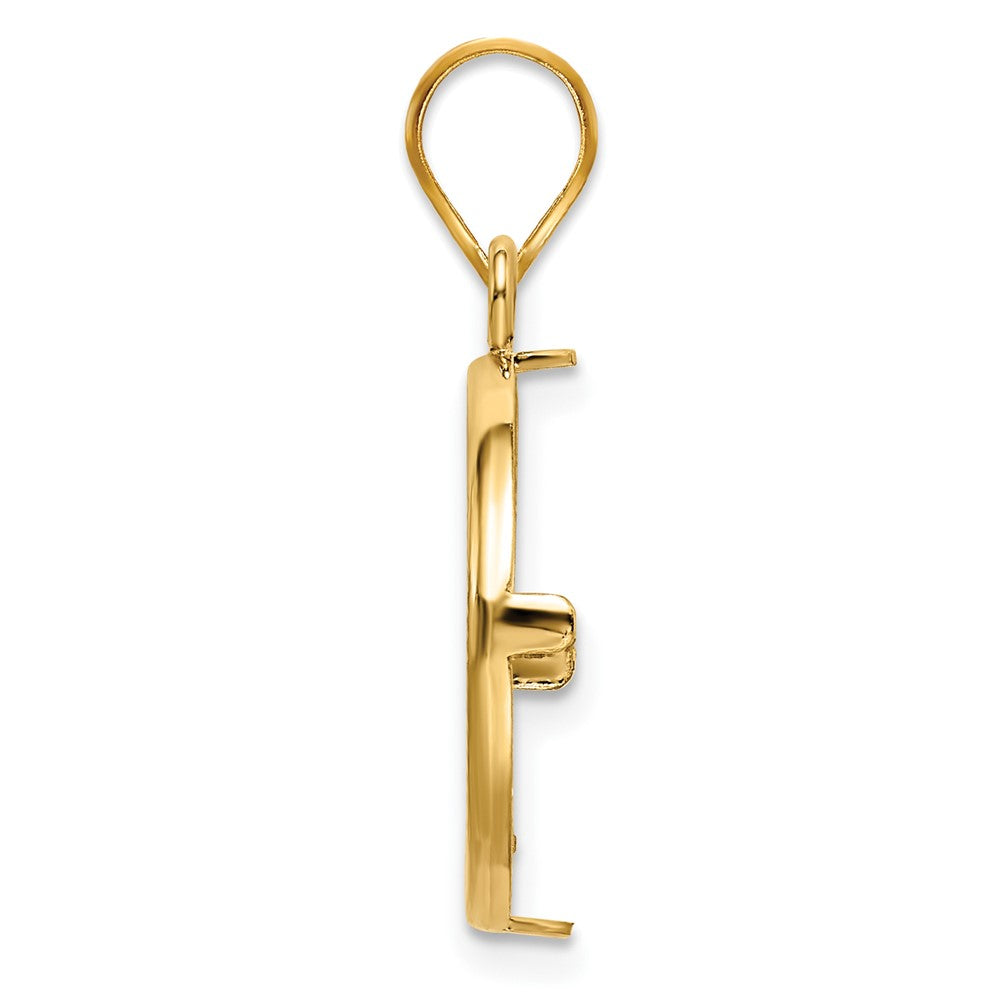 14k Polished and Diamond-cut 16.5mm Prong Coin Bezel Pendant