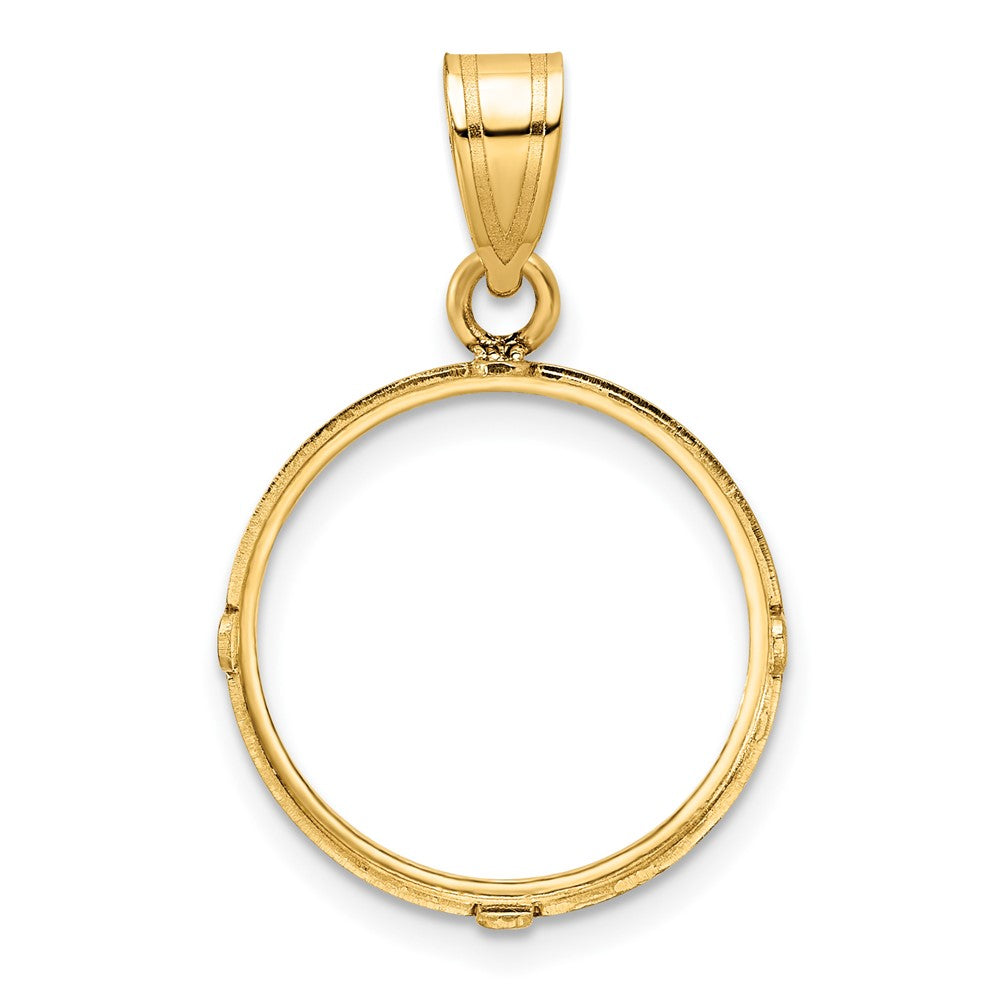14k Polished and Diamond-cut 16.5mm Prong Coin Bezel Pendant