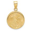 10k Polish D/C Mounted 1/10oz American Eagle Prong Coin Bezel Pendant
