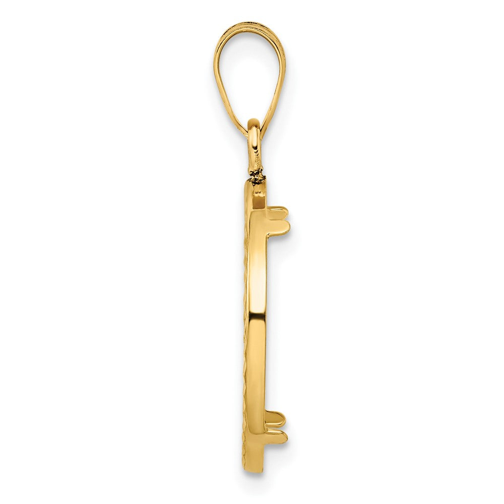 14k Polished and Diamond-cut 18.0mm Prong Coin Bezel Pendant