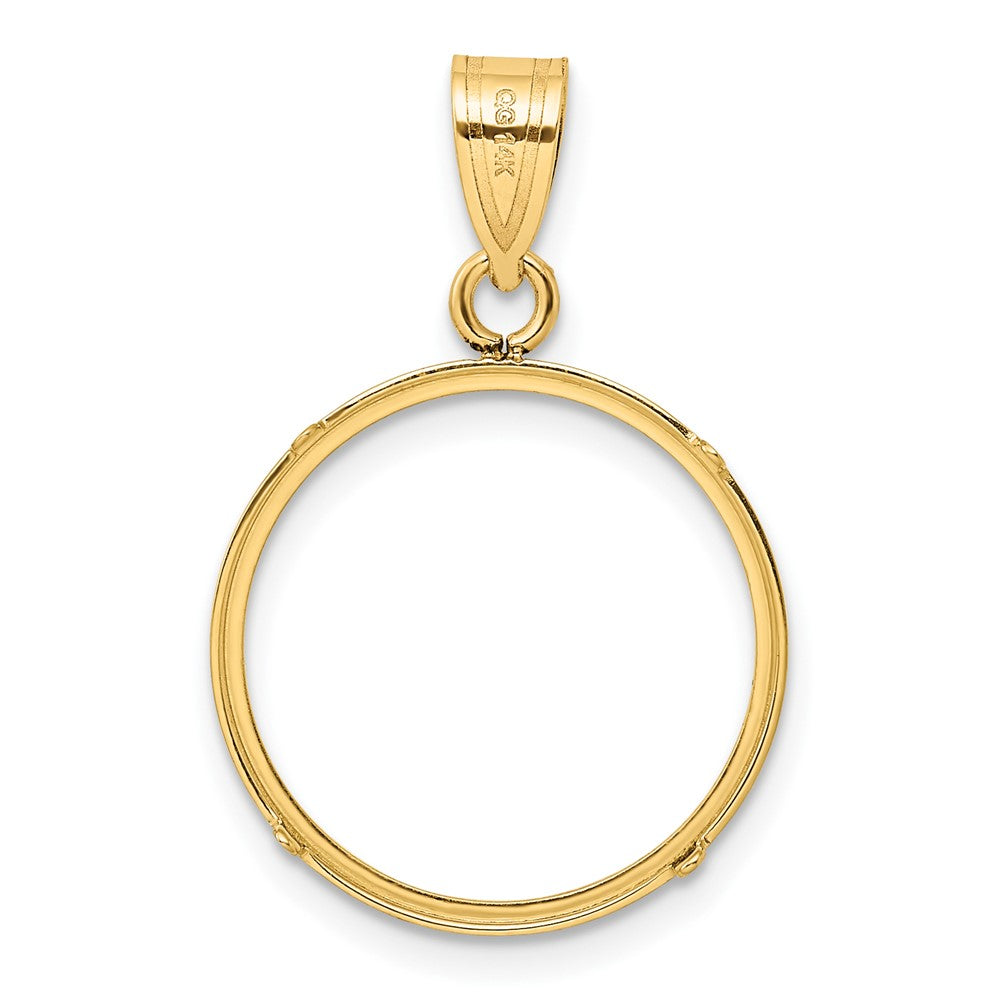 14k Polished and Diamond-cut 18.0mm Prong Coin Bezel Pendant