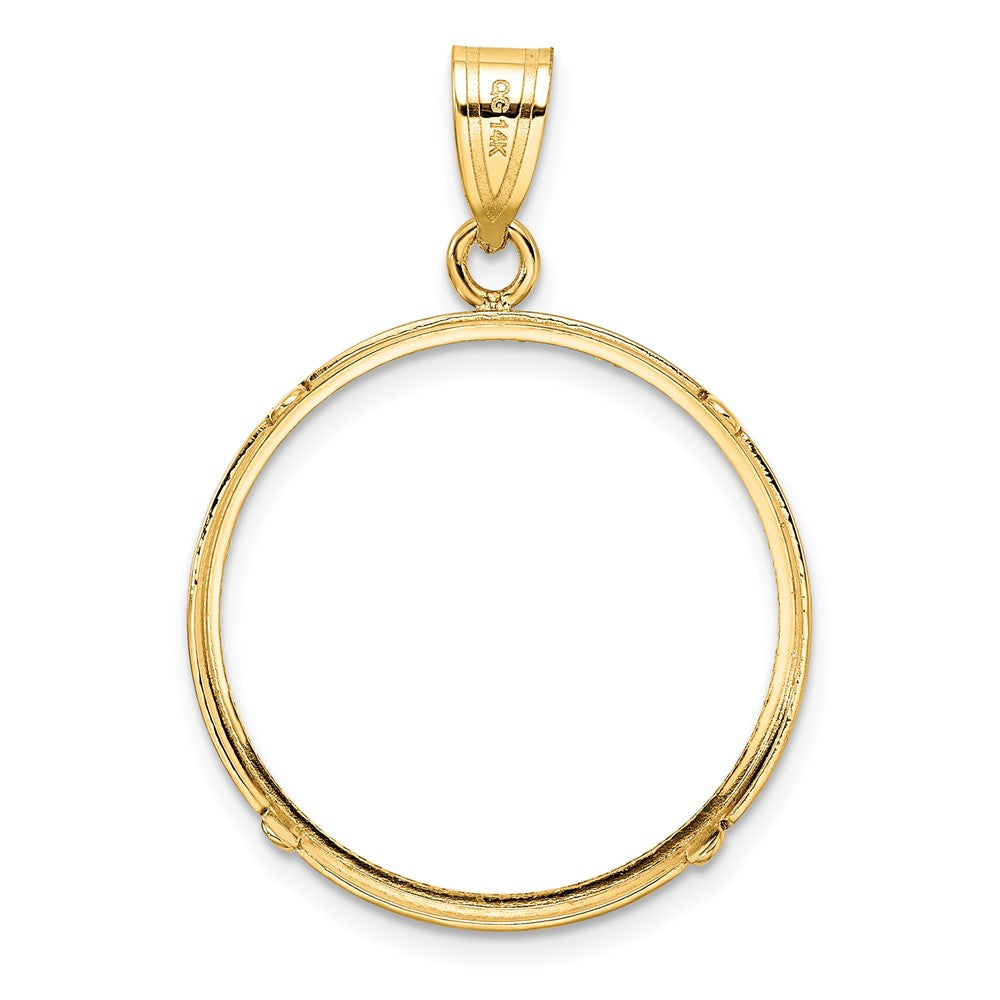 14k Polished and Diamond-cut 22.0mm Prong Coin Bezel Pendant