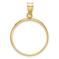 10k Polished and Diamond-cut 22.0mm Prong Coin Bezel Pendant