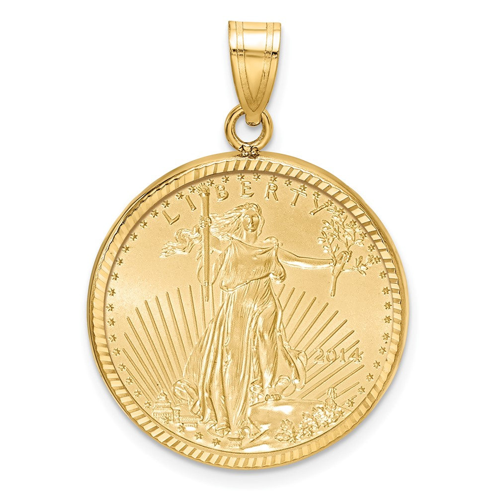 10k Polish D/C Mounted 1/4oz American Eagle Prong Coin Bezel Pendant