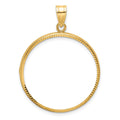 14k Polished and Diamond-cut 27.0mm Prong Coin Bezel Pendant