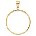 10k Polished and Diamond-cut 32.0mm Prong Coin Bezel Pendant