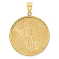10k Polish D/C Mounted 1oz American Eagle Prong Coin Bezel Pendant