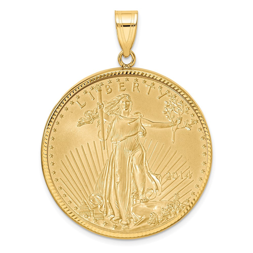 10k Polish D/C Mounted 1oz American Eagle Prong Coin Bezel Pendant