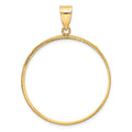 10k Polished and Diamond-cut 32.7mm Prong Coin Bezel Pendant