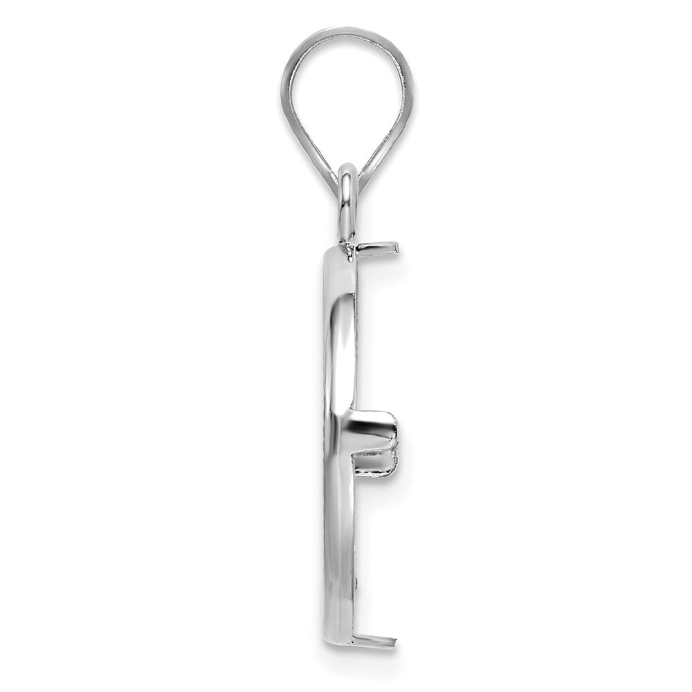 14k White Gold Polished & D/C 16.5mm Prong Coin Bezel Pendant