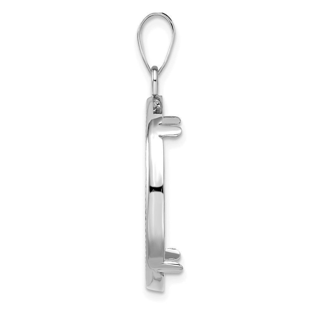 14k White Gold Polished & D/C 22.0mm Prong Coin Bezel Pendant