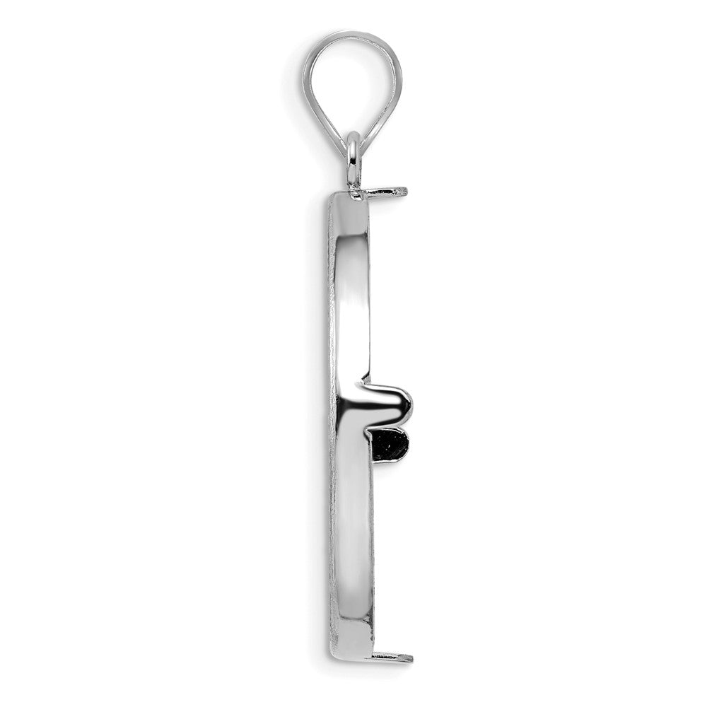 14k White Gold Polished & D/C 27.0mm Prong Coin Bezel Pendant