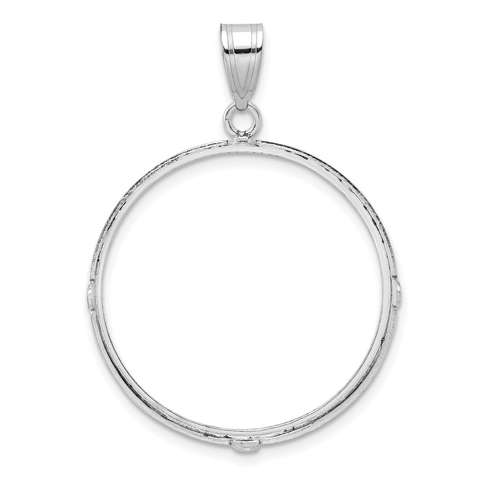 14k White Gold Polished & D/C 27.0mm Prong Coin Bezel Pendant