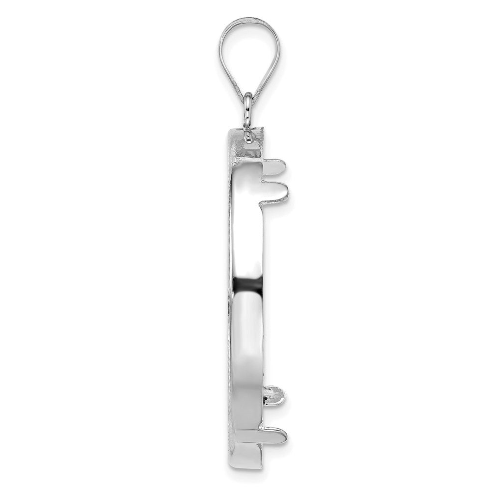 14k White Gold Polished & D/C 32.7mm Prong Coin Bezel Pendant