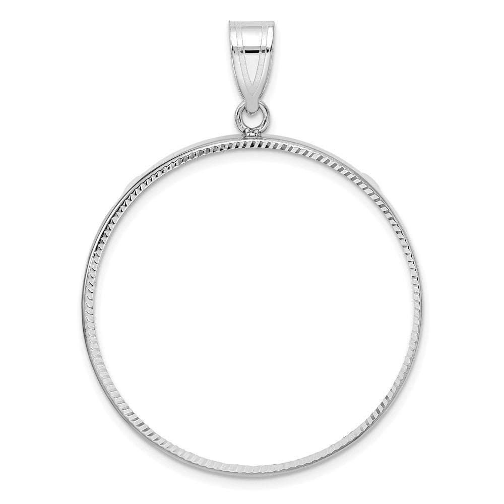 14k White Gold Polished & D/C 32.7mm Prong Coin Bezel Pendant