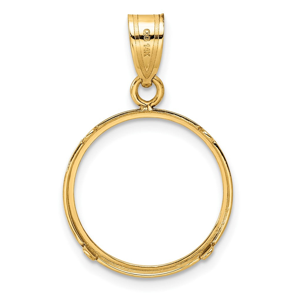 14k Polished 16.5mm Prong Coin Bezel Pendant