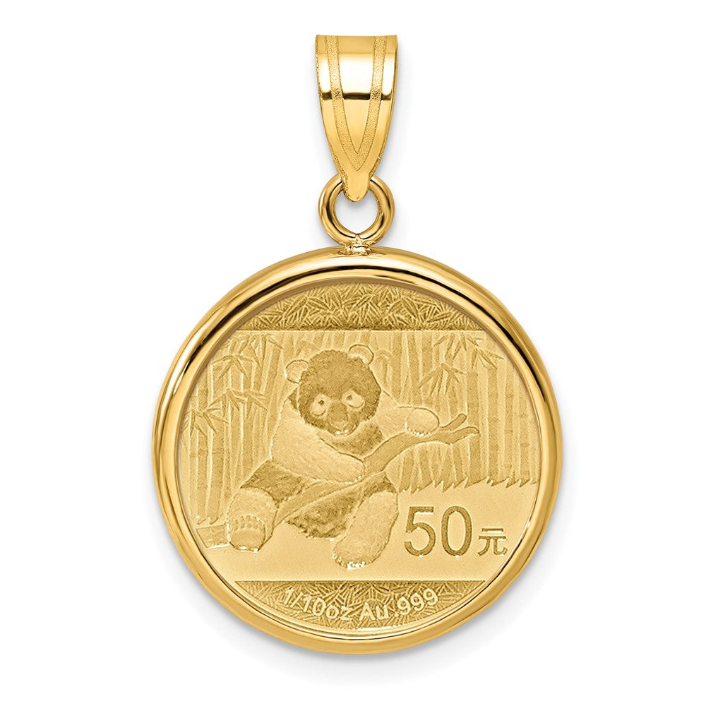 14k Polished Mounted 1/10oz Panda Prong Coin Bezel Pendant