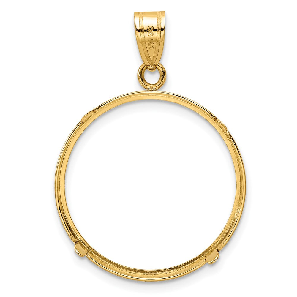 14k Polished 22.0mm Prong Coin Bezel Pendant