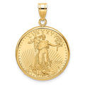 14k Polished Mounted 1/4oz American Eagle Prong Coin Bezel Pendant