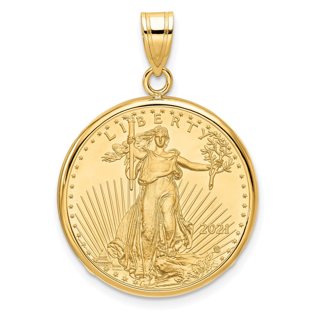 10k Polished Mounted 1/4oz American Eagle Prong Coin Bezel Pendant