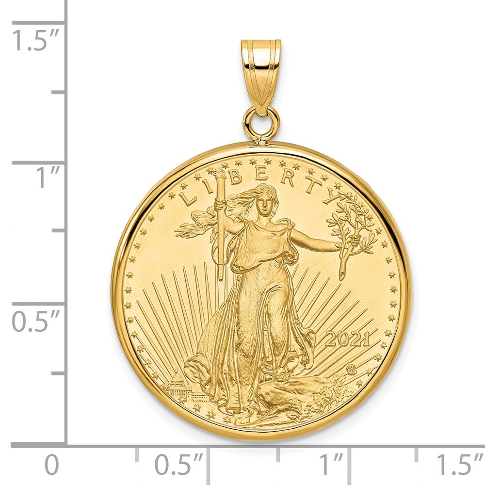 14k Polished Mounted 1/2oz American Eagle Prong Coin Bezel Pendant