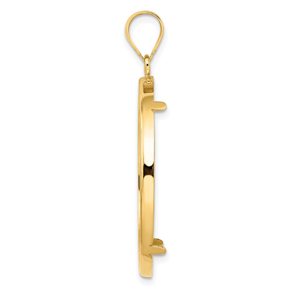 14k Polished 32.0mm Prong Coin Bezel Pendant