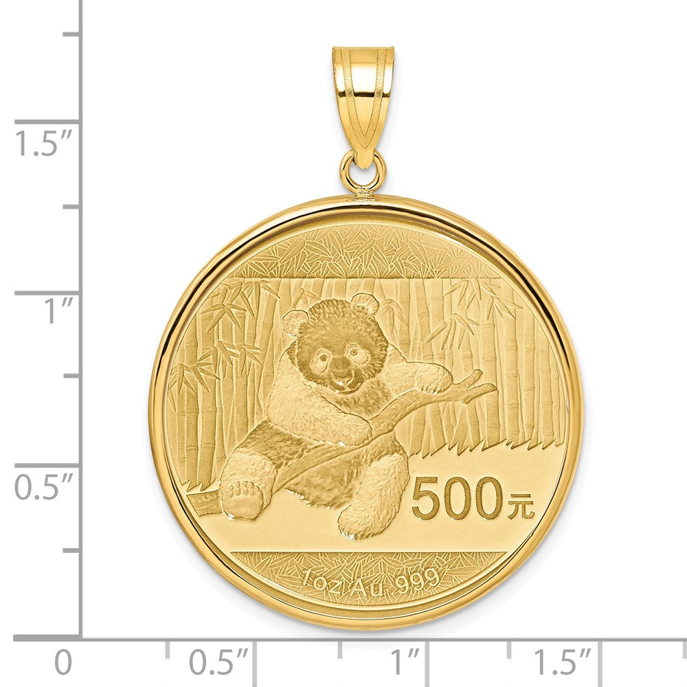 14k Polished Mounted 1oz Panda Prong Coin Bezel Pendant