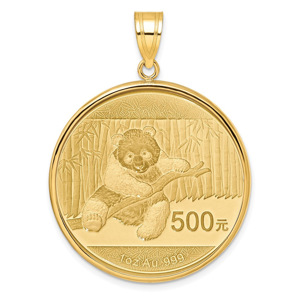 14k Polished Mounted 1oz Panda Prong Coin Bezel Pendant