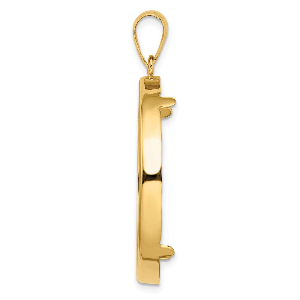 14k Polished 32.7mm Prong Coin Bezel Pendant