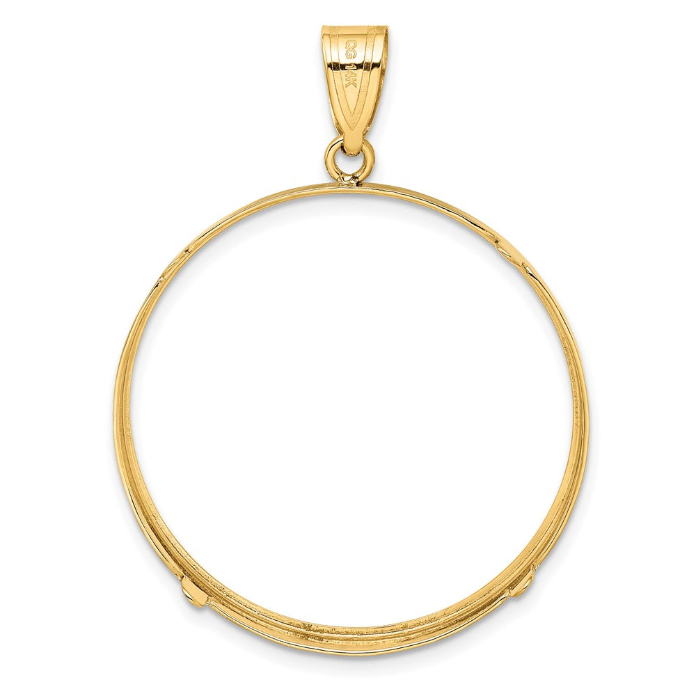 14k Polished 32.7mm Prong Coin Bezel Pendant