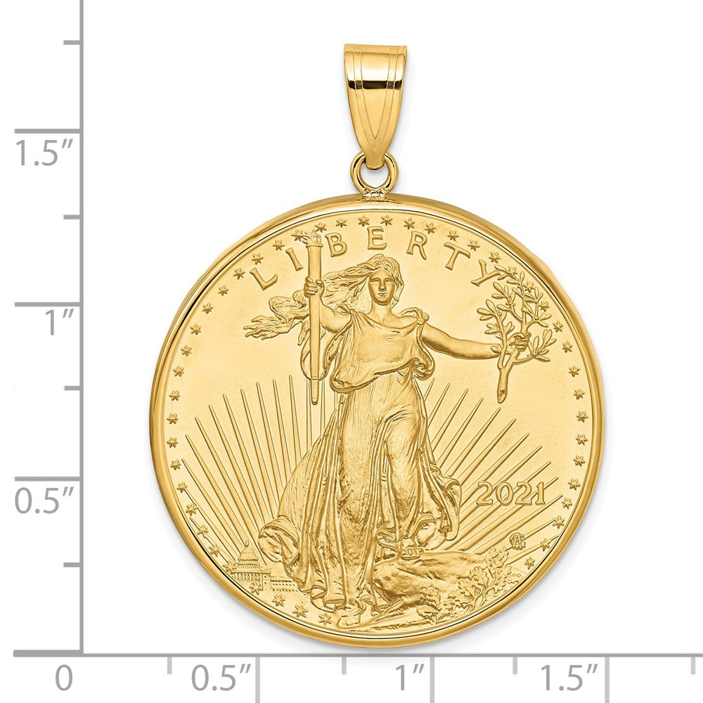 14k Polished Mounted 1oz American Eagle Prong Coin Bezel Pendant