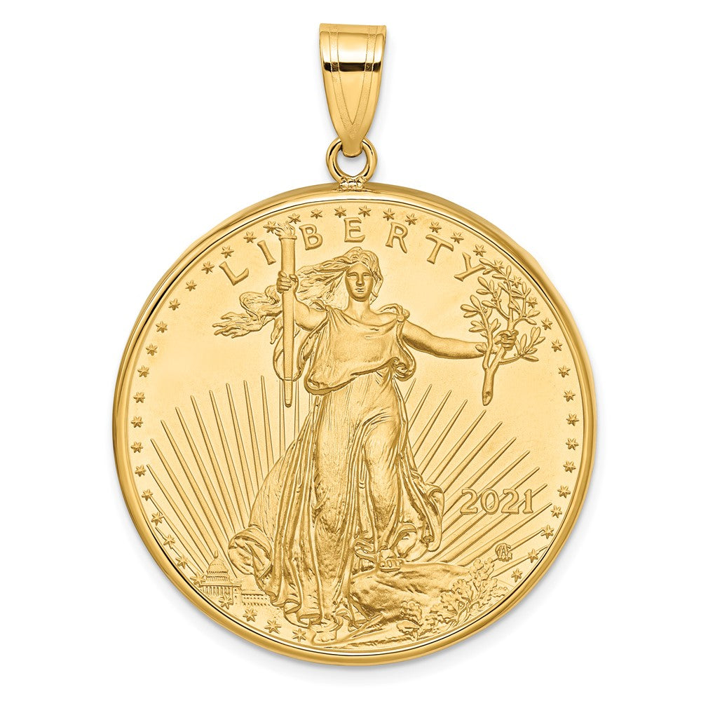 14k Polished Mounted 1oz American Eagle Prong Coin Bezel Pendant