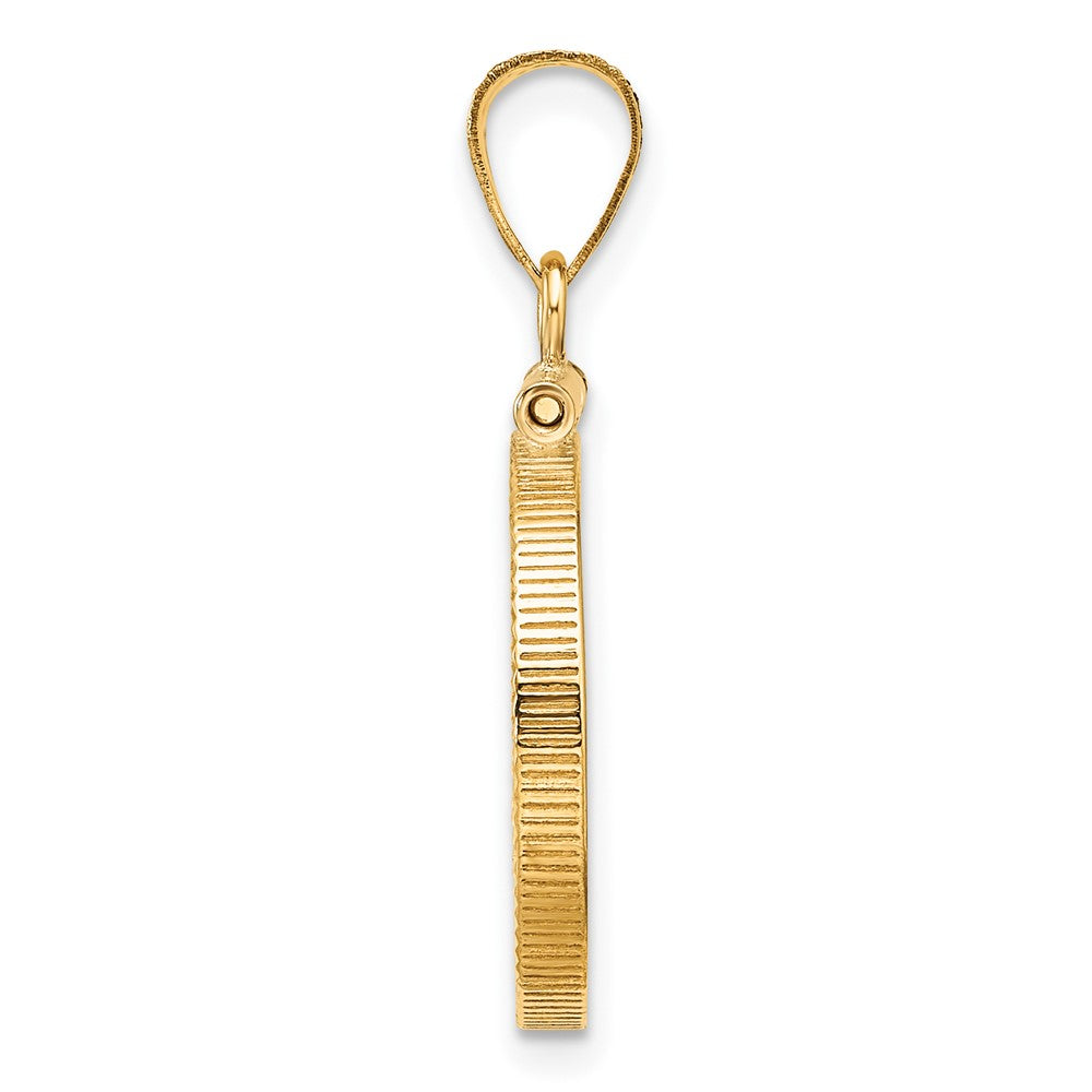 14k Diamond-cut 16.5mm x 1.35mm Screw Top Coin Bezel Pendant