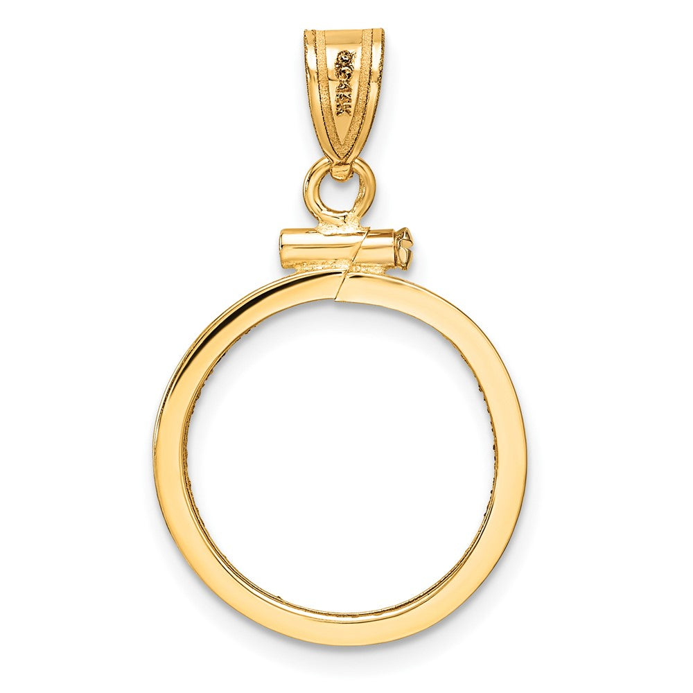 14k Diamond-cut 16.5mm x 1.35mm Screw Top Coin Bezel Pendant