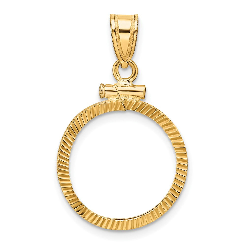 14k Diamond-cut 16.5mm x 1.35mm Screw Top Coin Bezel Pendant
