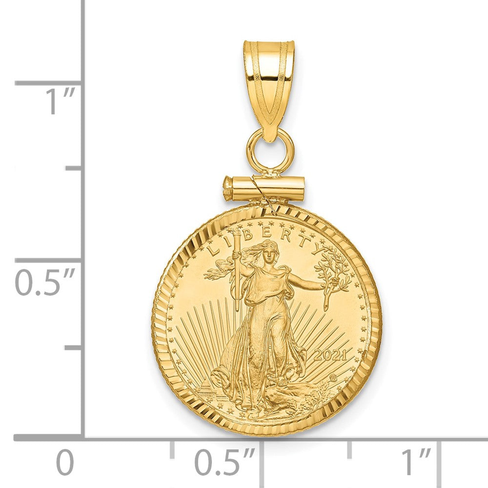 10k D/C Mounted 1/10oz American Eagle Screw Top Coin Bezel Pendant