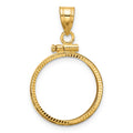 10k Diamond-cut 17.8mm x 1.35mm Screw Top Coin Bezel Pendant