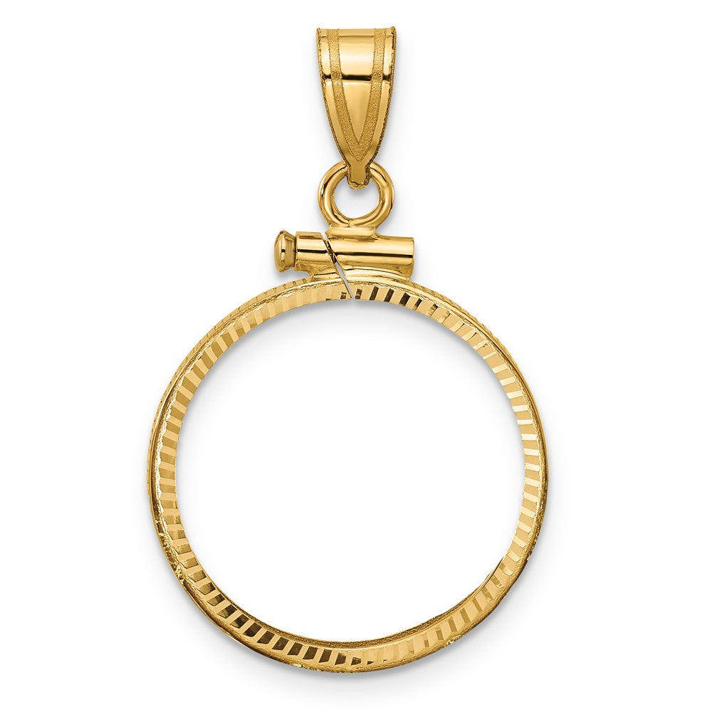 10k Diamond-cut 18mm x 1.35mm Screw Top Coin Bezel Pendant