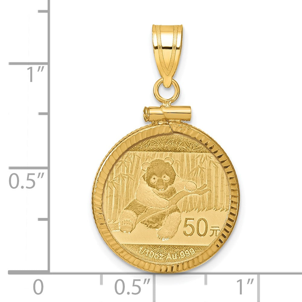 14k 1/10oz Mounted Panda Coin Diamond-cut Screw Top Coin Bezel