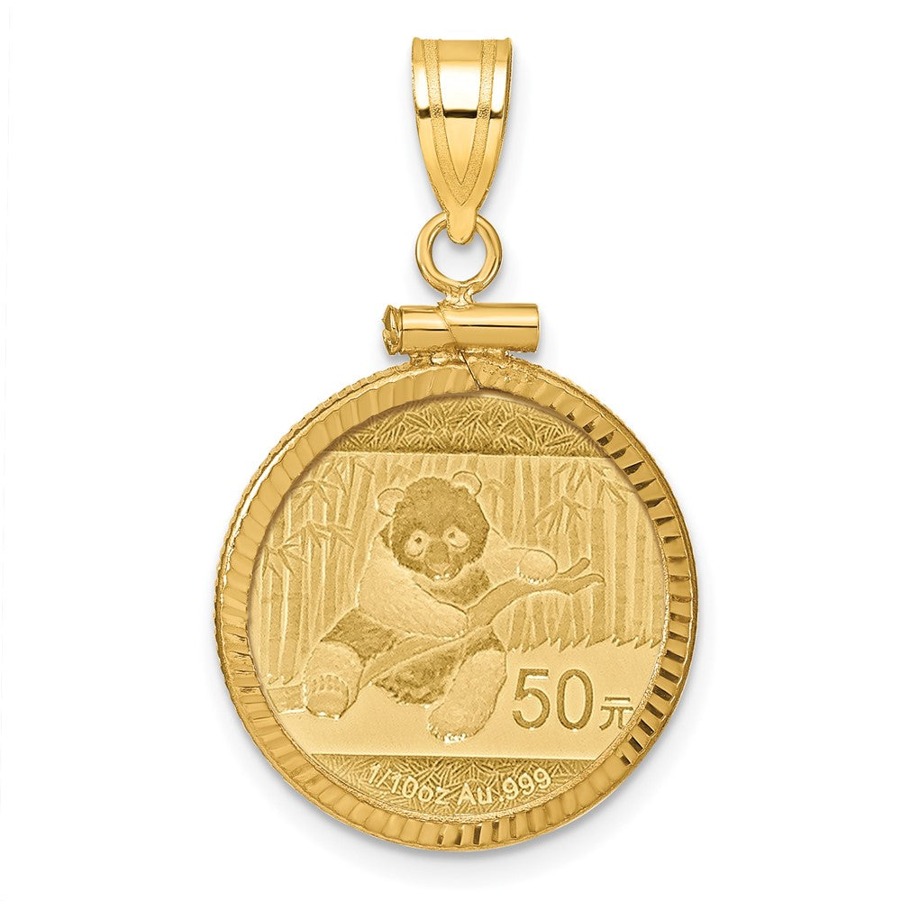 14k 1/10oz Mounted Panda Coin Diamond-cut Screw Top Coin Bezel