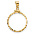14k Diamond-cut 21.6mm x 1.7mm Screw Top Coin Bezel Pendant