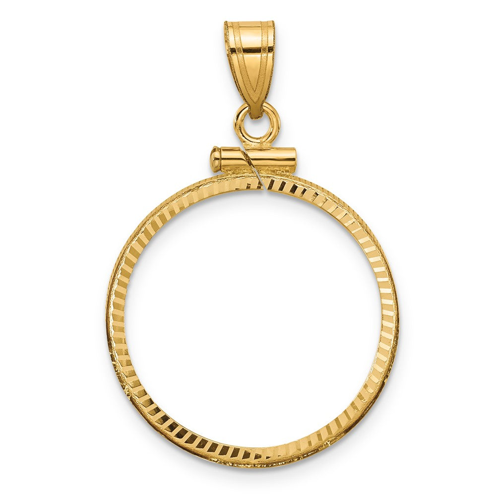 10k Diamond-cut 21.6mm x 1.7mm Screw Top Coin Bezel Pendant