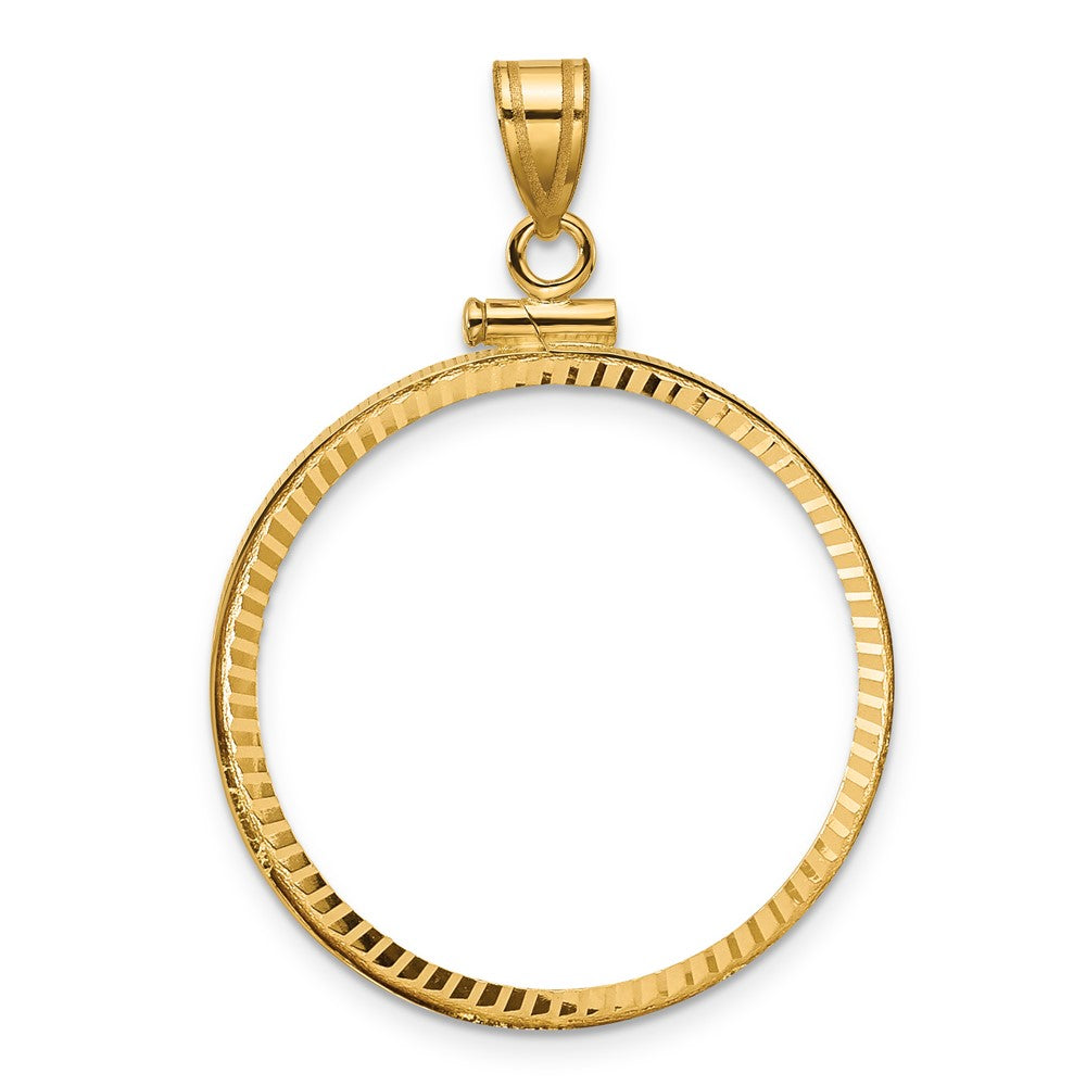 10k Diamond-cut 27mm x 2.35mm Screw Top Coin Bezel Pendant
